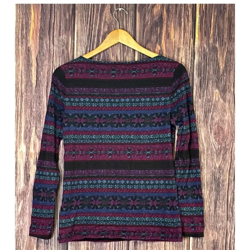 Lauren Ralph Lauren Sweater Womens Large Multicolor Boat Neck Pullover Top